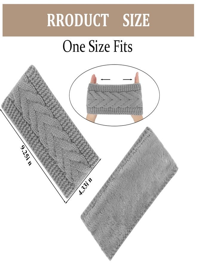 KIUEZIR 3PCS Winter Knit Headbands for Women Girls, Fleece Lined Ear Warmer Soft Thick Head Bands for Cold Weather, Styllish Winter Hair Accessories - Image 2